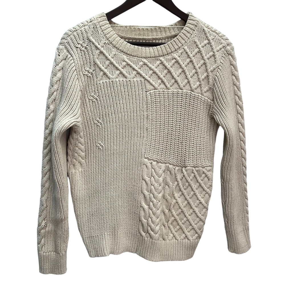 Yaya Cotton Beige Multi-Textured Pullover Sweater Size M